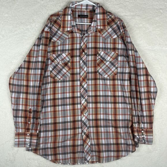 Roper Pearl Snap Shirt‎ Mens 3XL Short Sleeve Western Cowboy Frontier Plaid - Picture 1 of 6